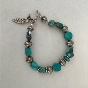 Turquoise and Native sterling bead bracelet